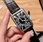 Top Grade Replica Franck Muller Watches - Long Island Stainless Steel Case Black Face